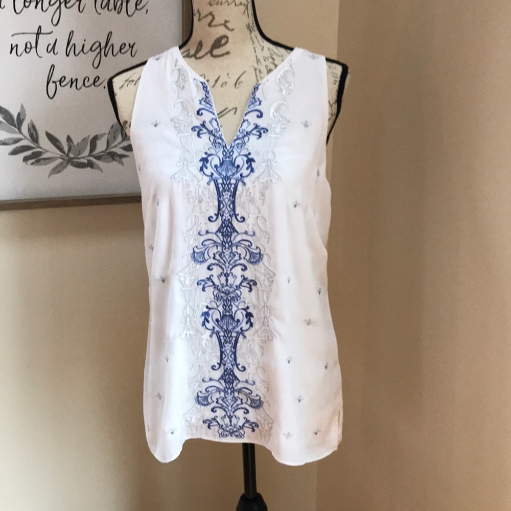 White House Black Market white flowing top.